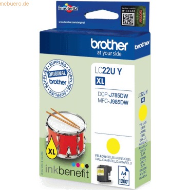 Brother LC22UY Yellow Super High Yield Ink Cartridge