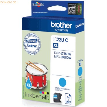Brother LC22UC Ink Toner Cartridge for MFCJ985DW - Cyan